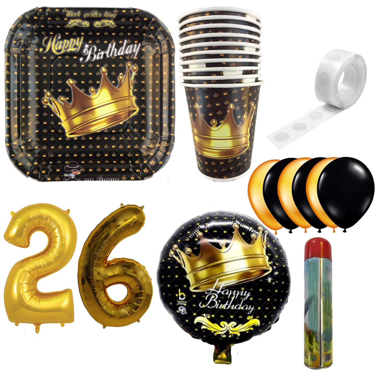 مجموعه 30 عددی تم تولد مستر تم طرح تاج کینگ کد 26