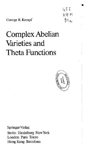خرید و دانلود نسخه کامل کتاب Complex abelian varieties and theta functions