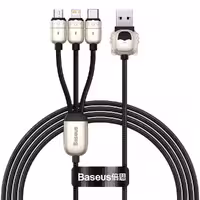 کابل تبدیل USB به USB-C/MicroUSB/لایتنینگ باسئوس مدل Tiger طول 1.2 متر