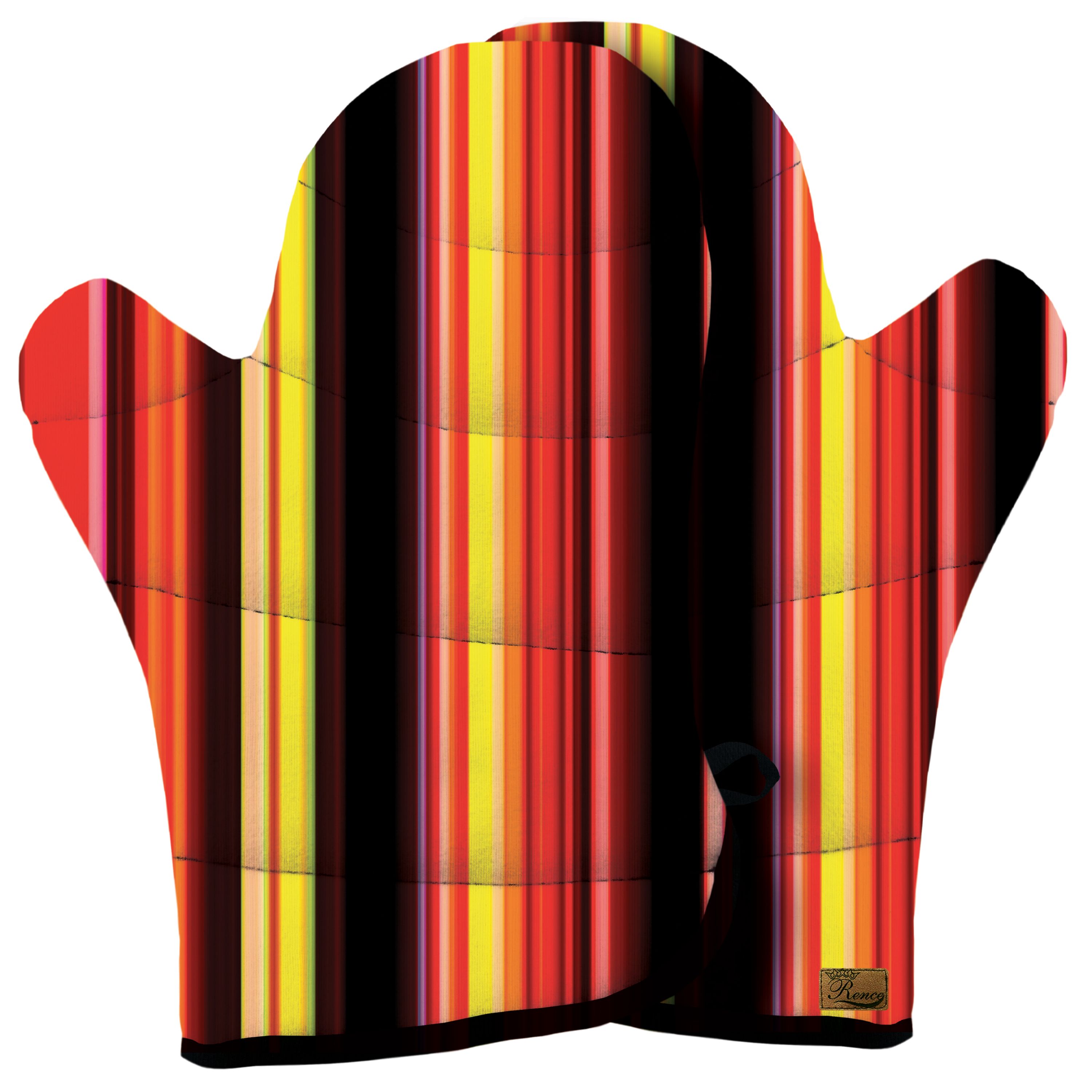 دستکش فر پارچه ای نسوز مخمل دو رو چاپ طرح راه راه سایز 20 در 32 مدل F1-86 شرکت رنس