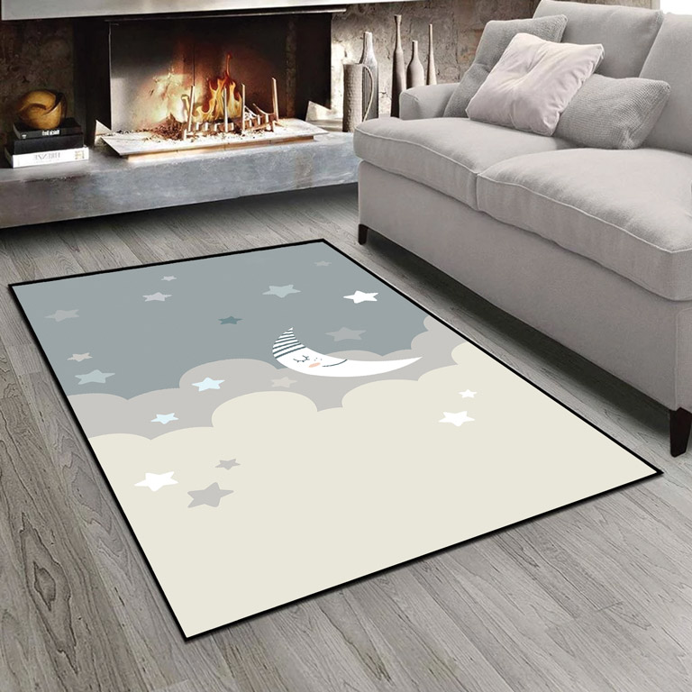فرشینه اتاق نوزاد طرح ستاره و ماه و ابر CS-1121b