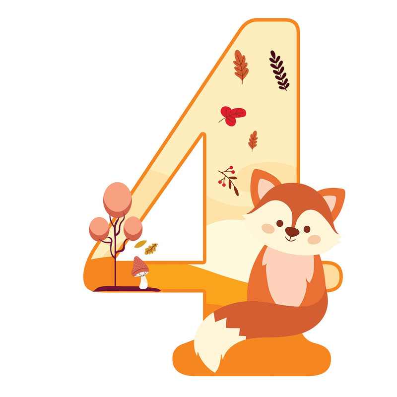 استند رومیزی تولد مدل عدد 4 طرح روباه کد 1137