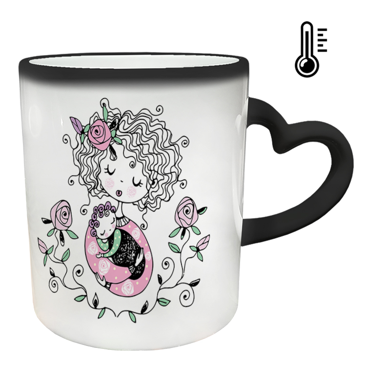 ماگ حرارتی مدل دسته قلبی طرح روز مادر کد 7