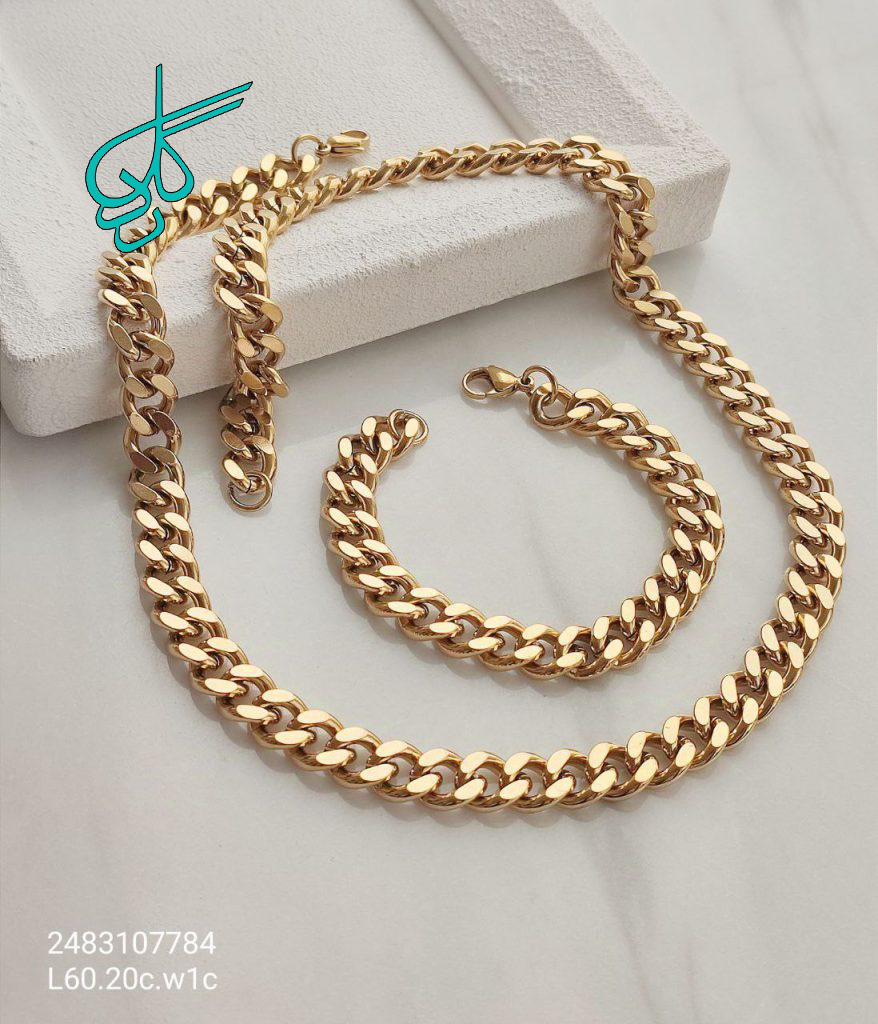 خرید ست گردنبند و دستبند کارتیر کیفیت عالی رنگ ثابت طول گردنبند 60 دستبند 20 پهنای 10 سانتیمتر کد 1815622 - ردگل