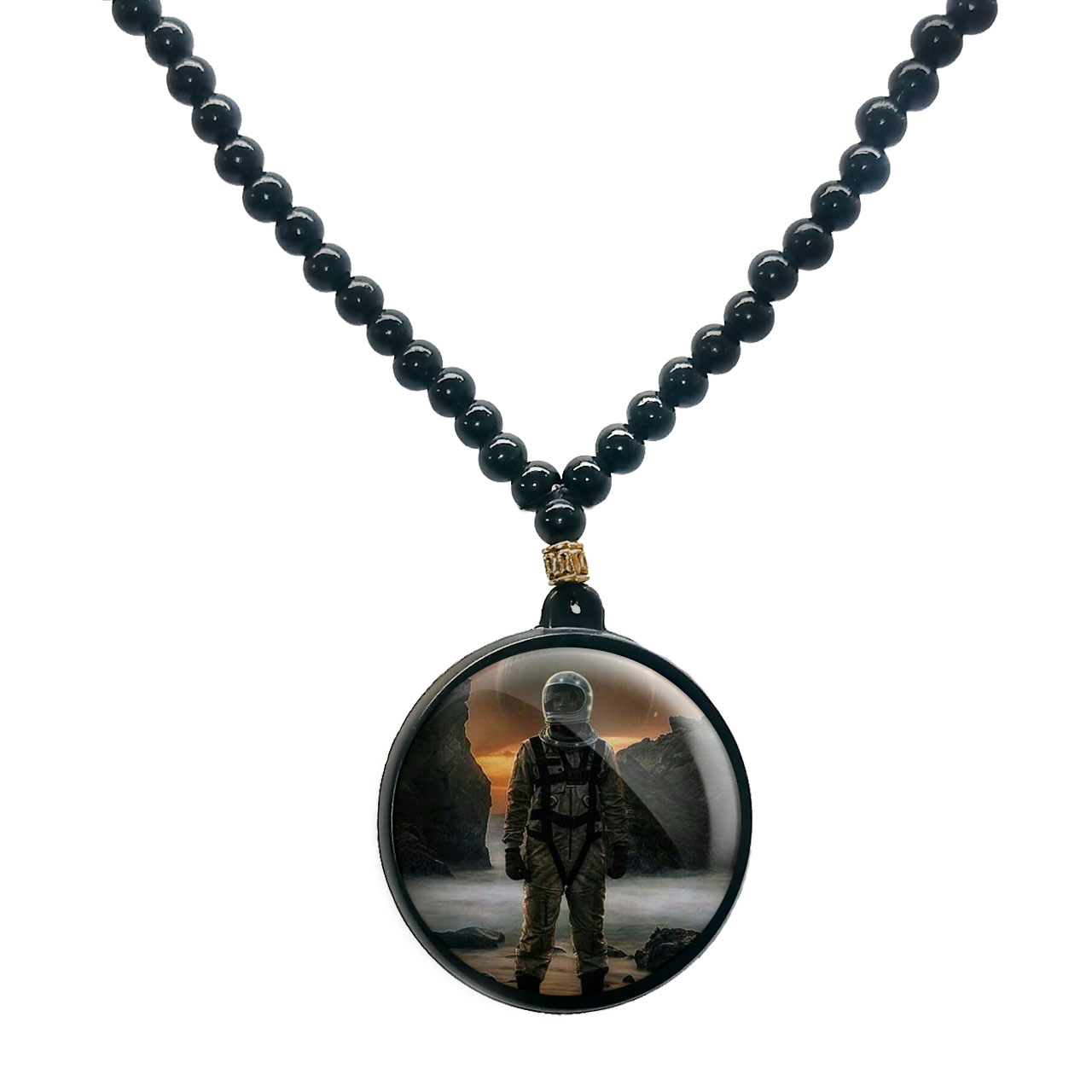 گردنبند پرمانه طرح فضانورد کد pmd.4207 مدل دو طرفه