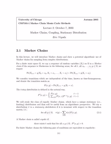 خرید و دانلود نسخه کامل کتاب Markov Chains, Coupling, Stationary Distribution
