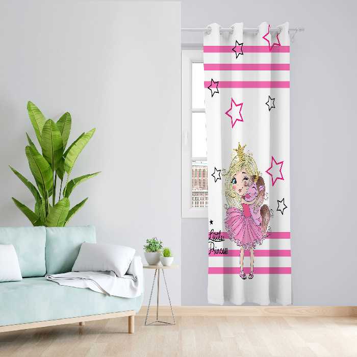 پرده مدل دختر تاج دار مخمل پانچی کد 4532 سایز 140x280 سانتی متر