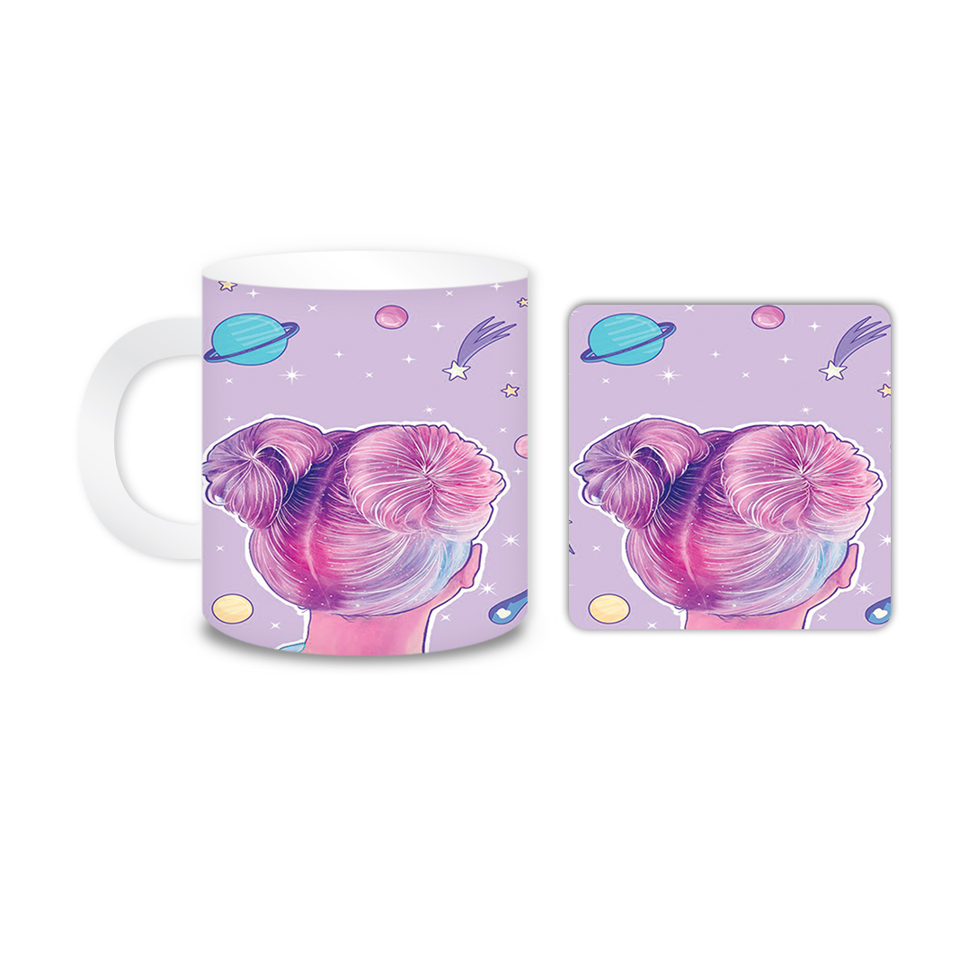  ماگ مدل دختر کد 1347 به همراه زیر لیوانی