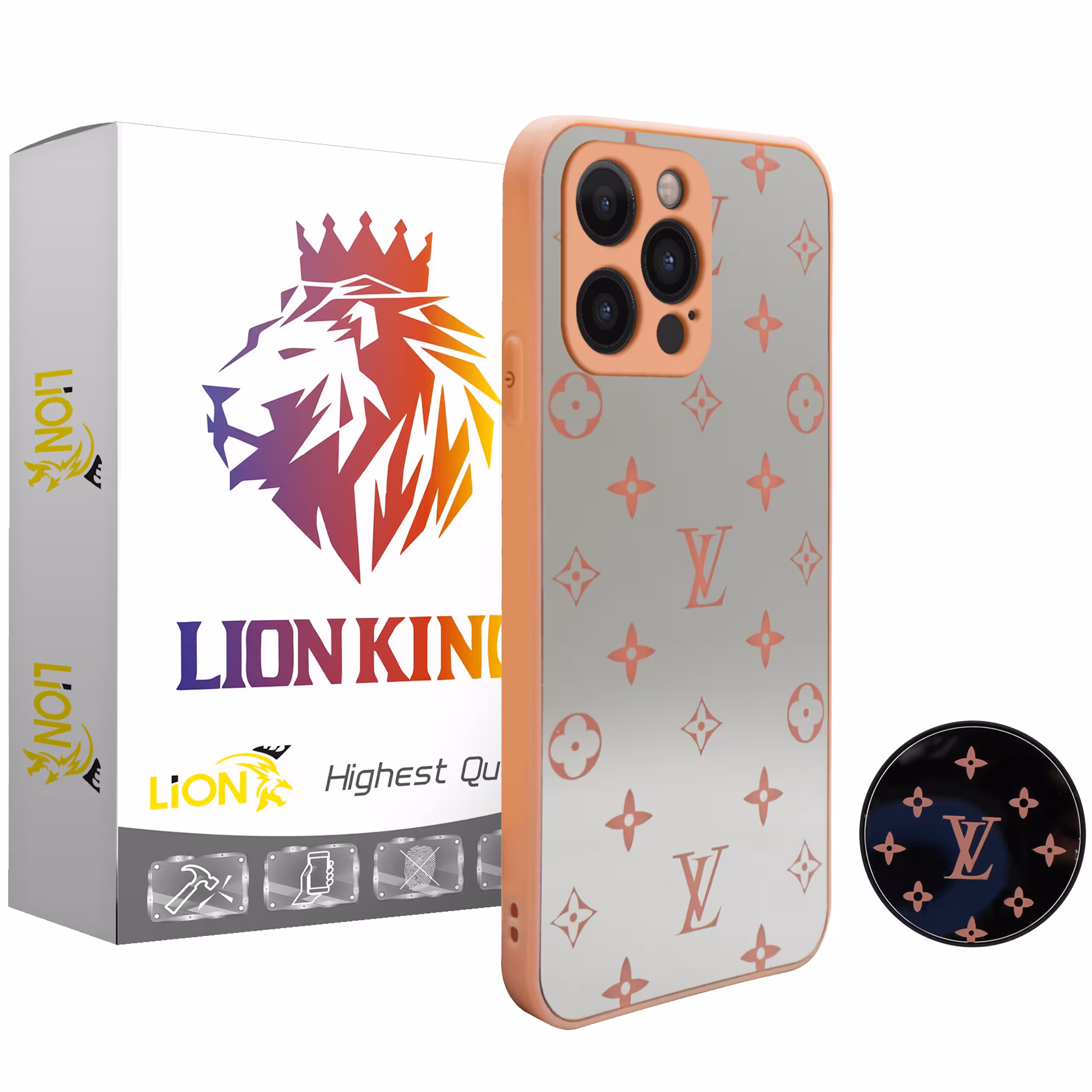 کاور لاین کینگ مدل Ayeneh LV مناسب برای گوشی موبایل اپل iPhone 12 Pro به همراه پایه نگهدارنده