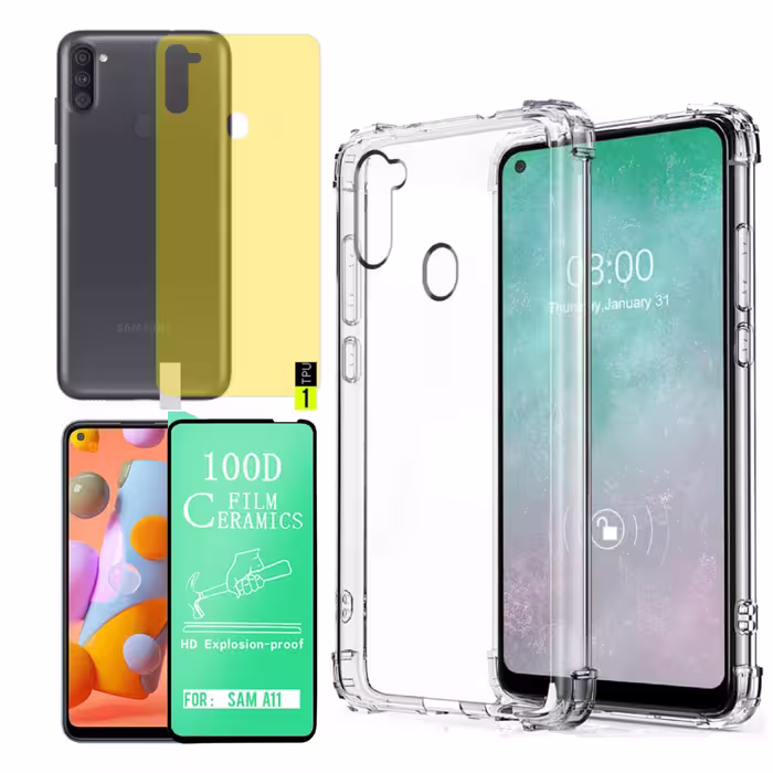 کاور برلیا مدل ژله ای کپسول دار مناسب برای گوشی موبایل سامسونگ galaxy  A11 / M11 محافظ صفحه نمایش و محافظ پشت گوشی
