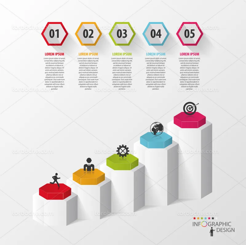 وکتور اینفوگرافیک 5 قسمتی برای طراحی | گرافیک با طعم تربچه