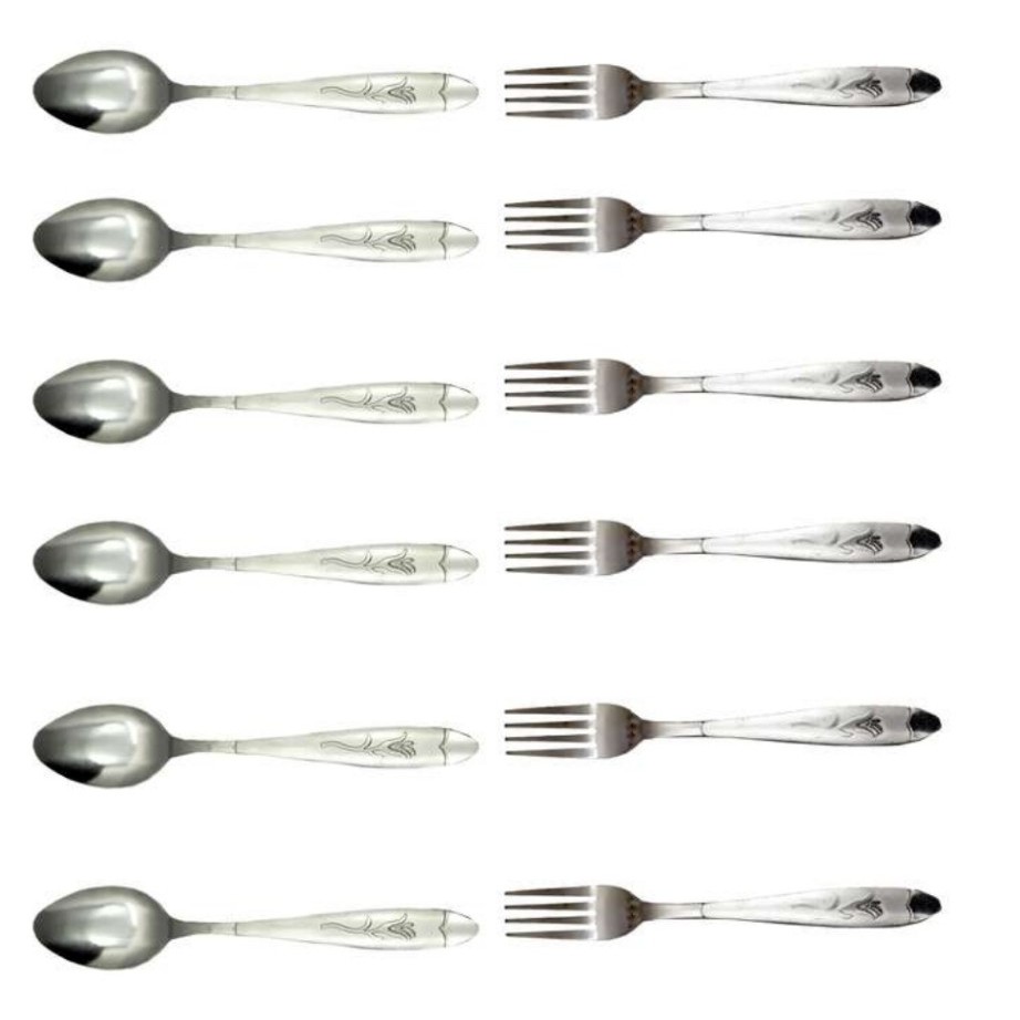 قاشق و چنگال غذا خوری گل میخک لیبل نارنجی