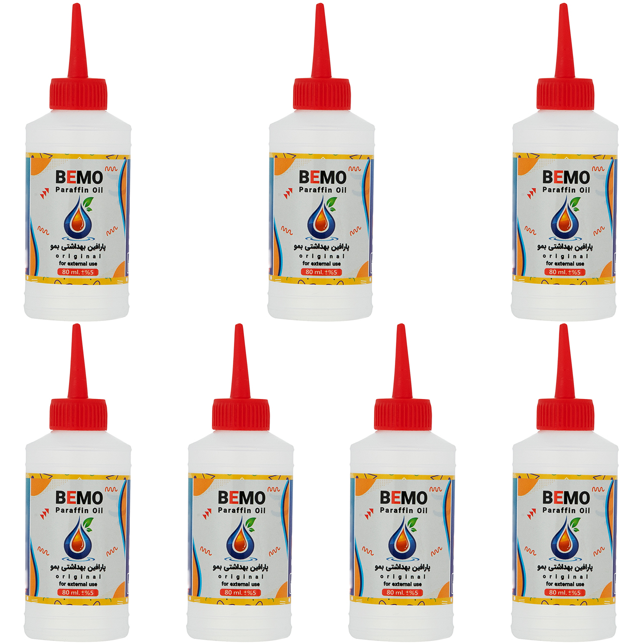 پارافین مایع بمو مدل B100 حجم 80 میلی لیتر بسته 7 عددی