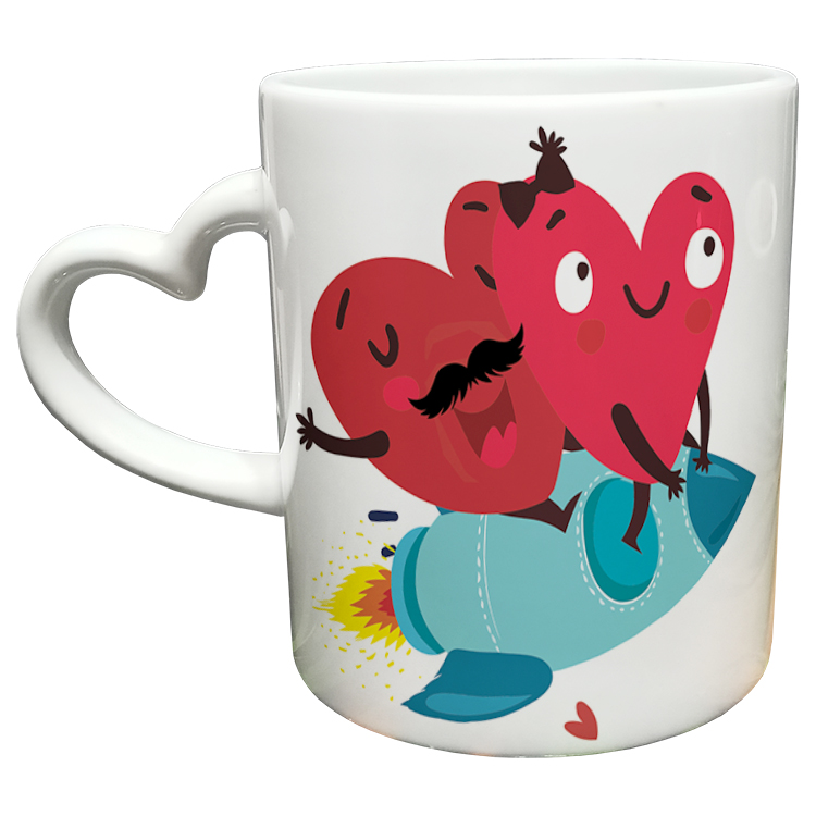 ماگ مدل دسته قلبی طرح عاشقانه کد 183