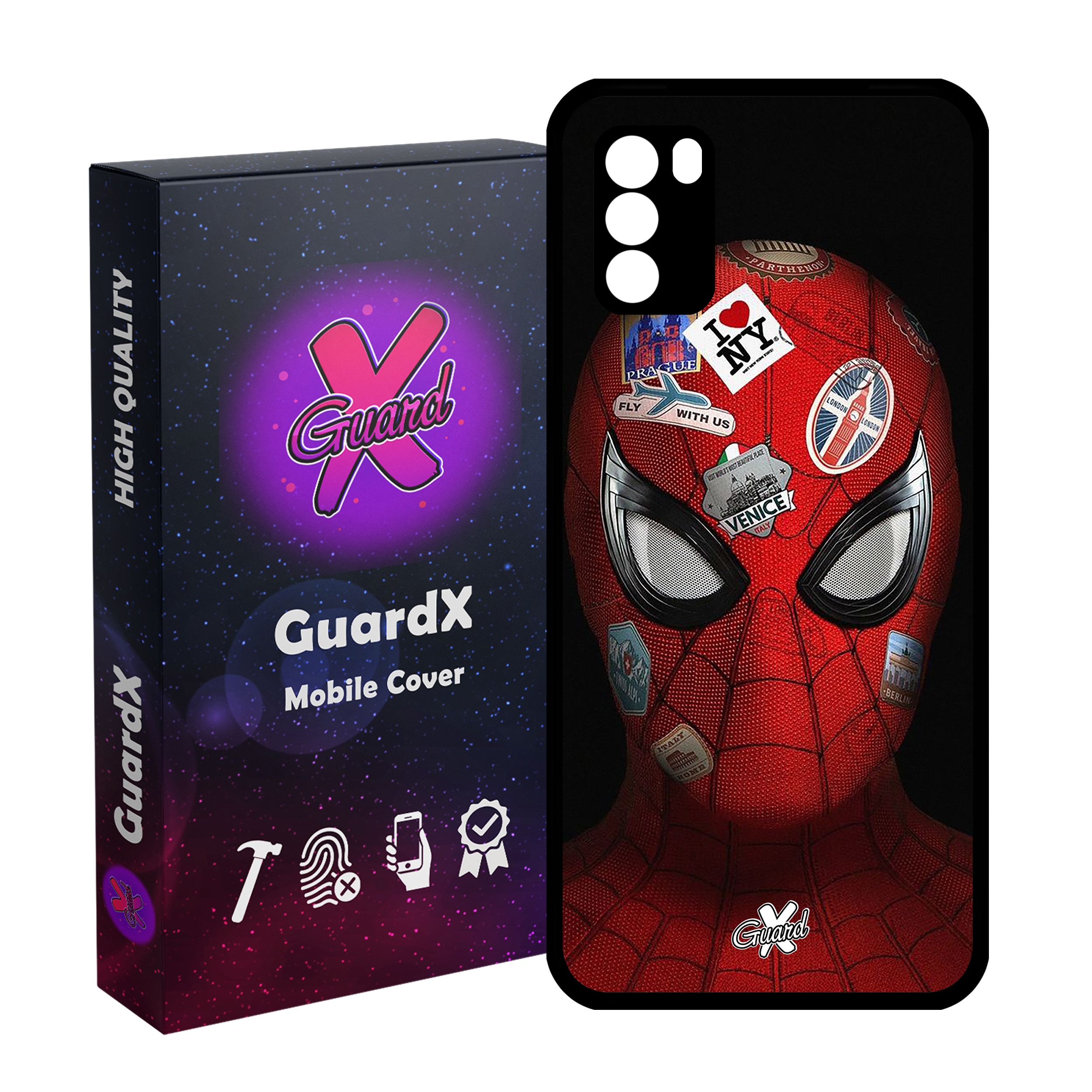 کاور گارد ایکس طرح Spider Man مدل Glass10033 مناسب برای گوشی موبایل شیائومی Poco M3