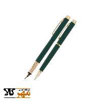 قلم ست خودکار و خودنویس رنگ مشکی،سبز،طوسی و کروم گیره زرد IPLOMAT مدل ELLESE