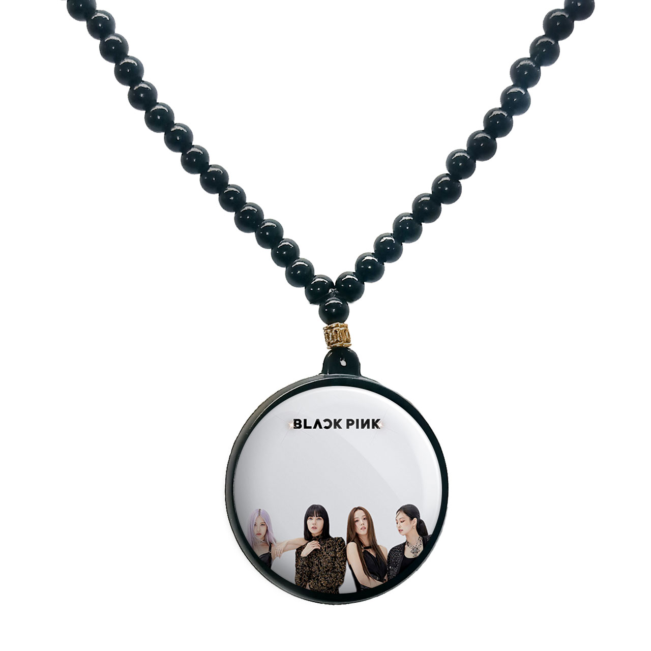 گردنبند پرمانه طرح بلک پینک کد pmd.18187 مدل دو طرفه