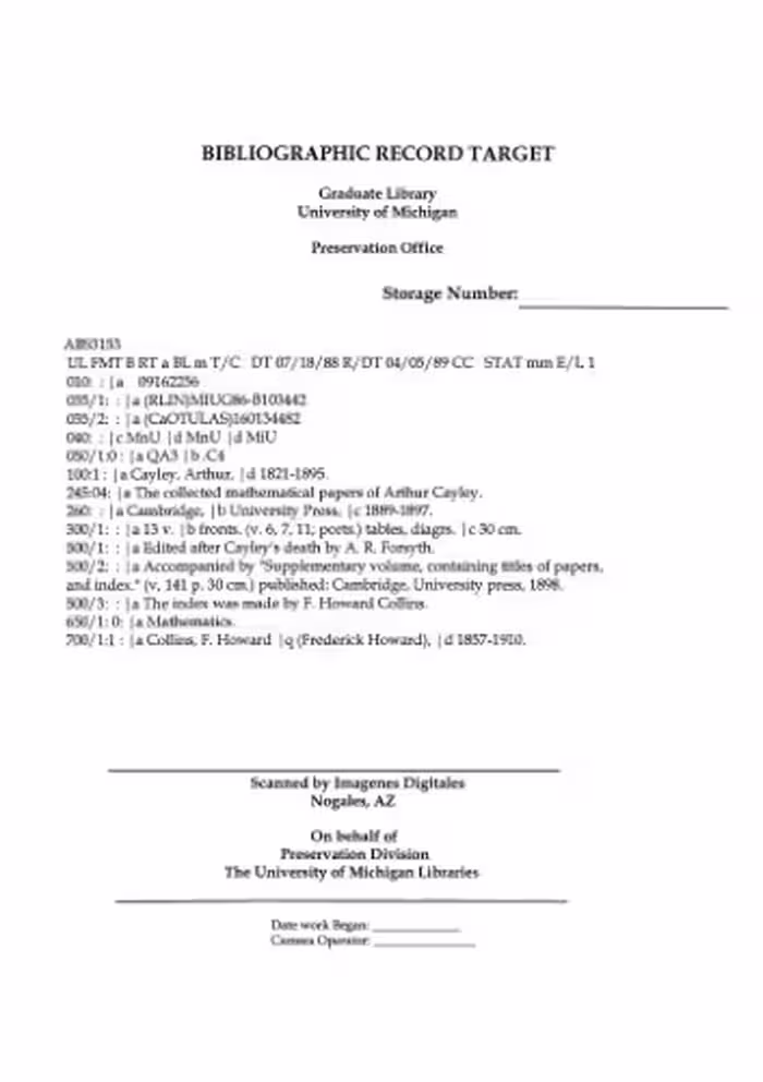 خرید و دانلود نسخه کامل کتاب The collected mathematical papers of Arthur Cayley