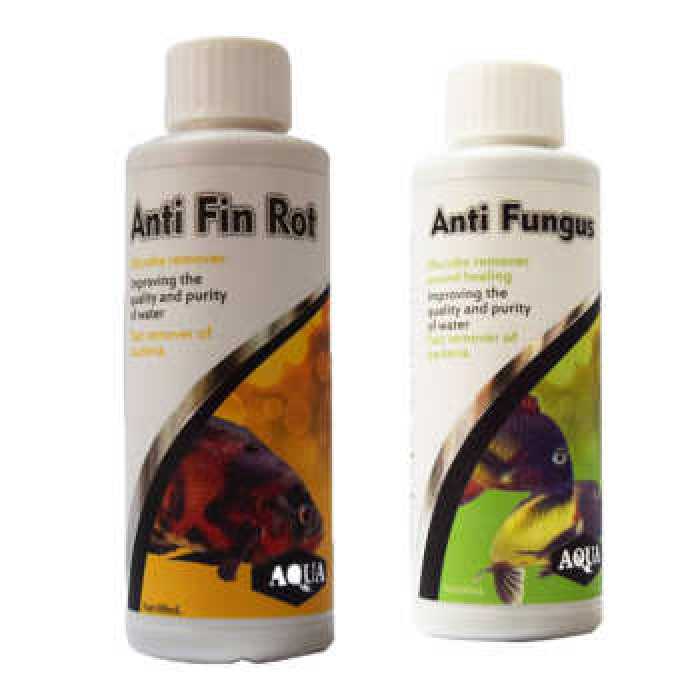 محلول ضد پوسیدگی باله و دم آکوا به همراه محلول ضد قارچ