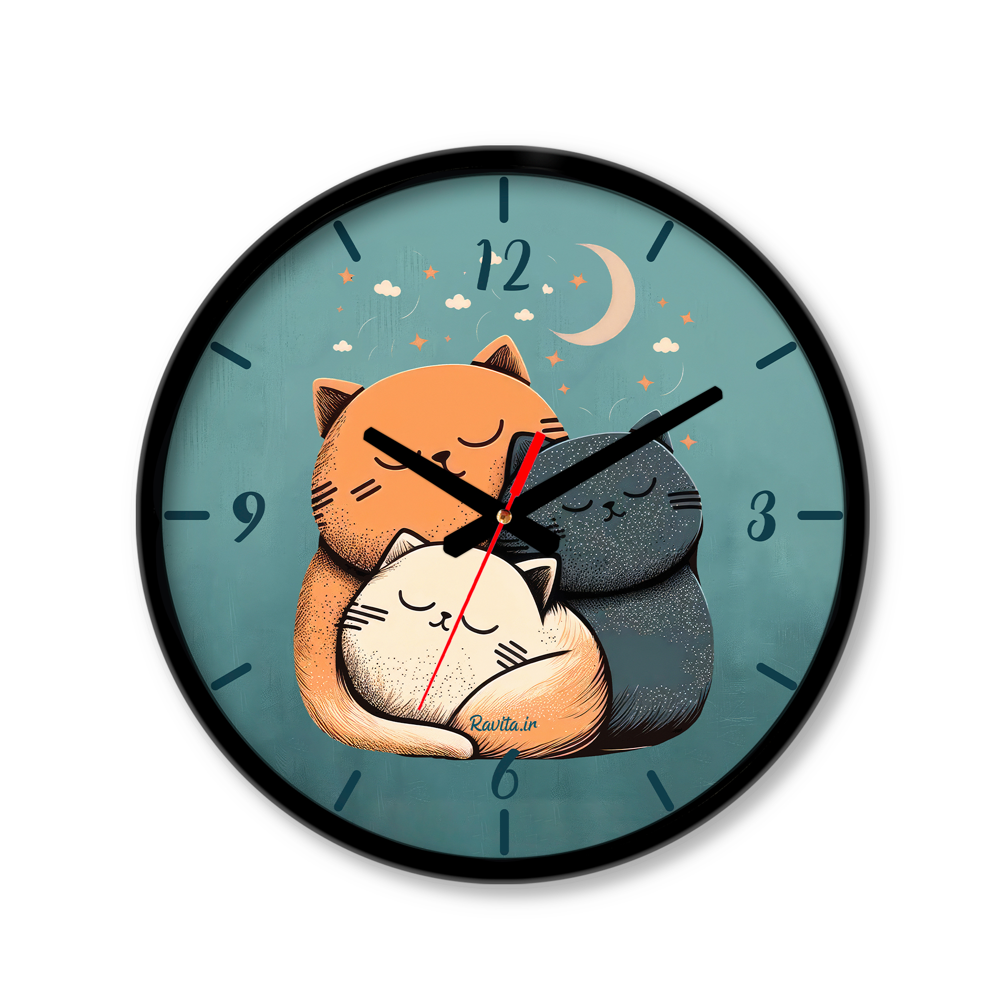 ساعت دیواری کوچک راویتا طرح گربه کد 3621