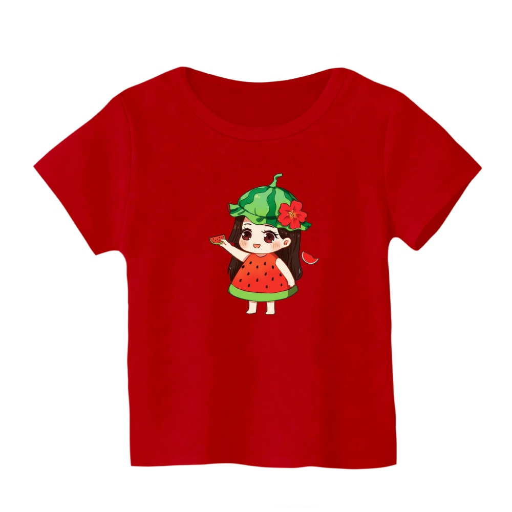 تی شرت آستین کوتاه بچگانه مدل دخترک یلدایی کد  8 رنگ قرمز