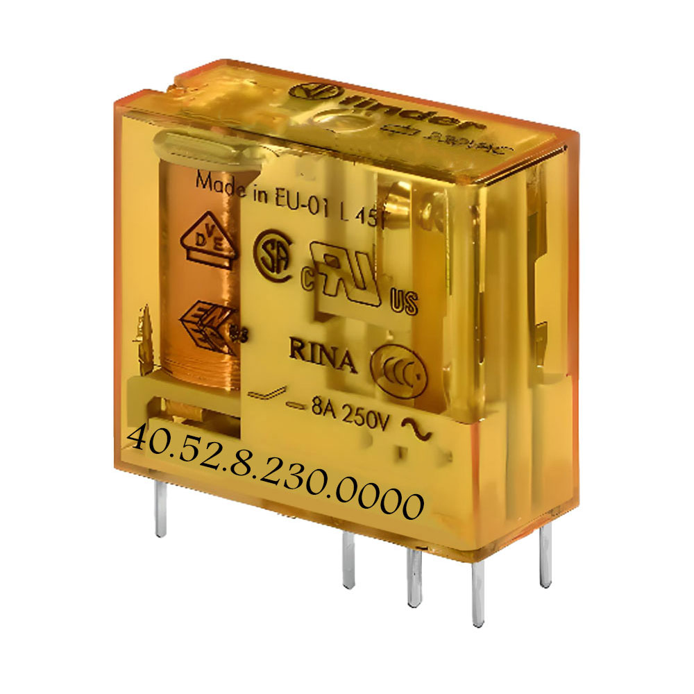 رله شیشه ای 8 پایه 2 کنتاکت 230 ولت AC فیندر کد 405282300000