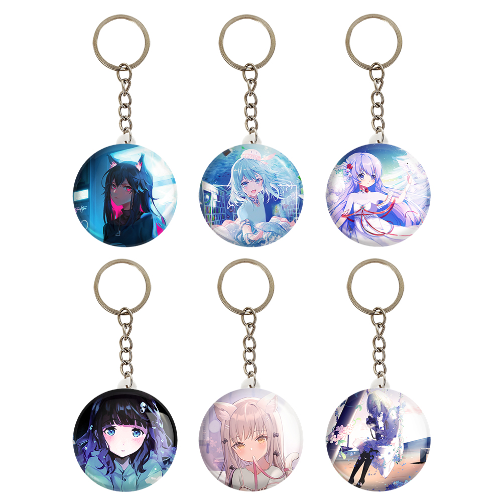 جاکلیدی خندالو مدل دختر انیمه ای کد 1003A مجموعه 6 عددی