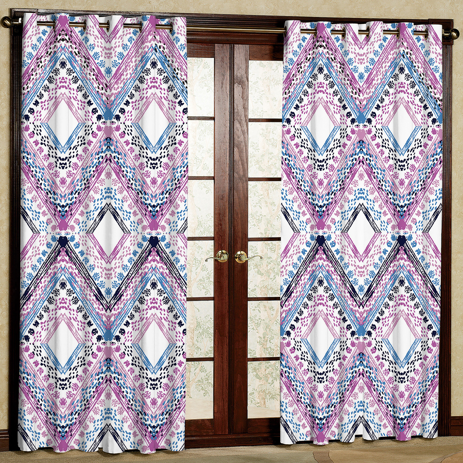 پرده مدل لوزی هازان پانچی کد 2605 سایز 140x200 سانتی متر