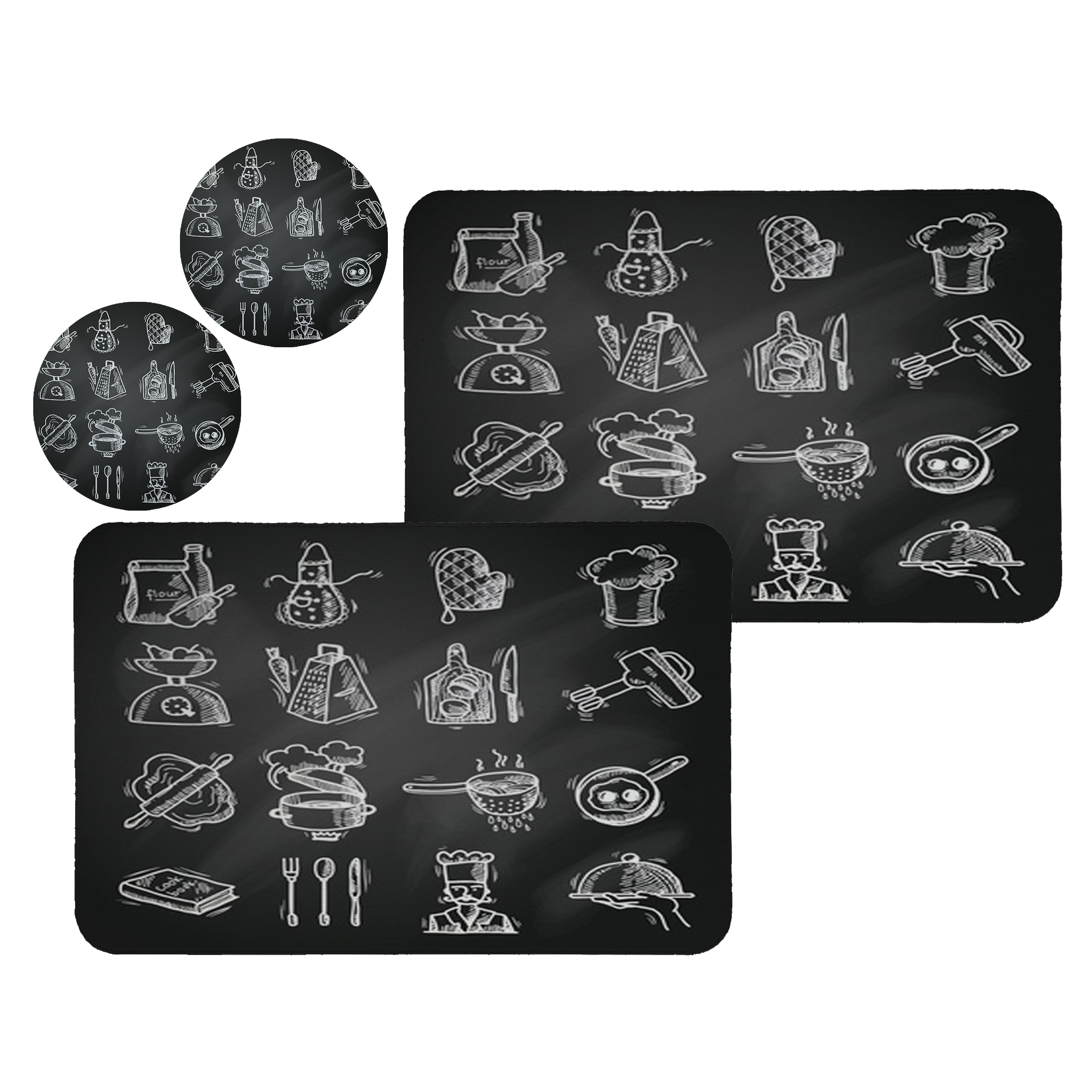 زیربشقابی طرح آشپزخانه کد 8250 مجموعه 2 عددی ب همراه زیرلیوانی