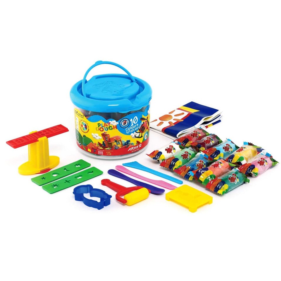 خمیر بازی سطلی 10 رنگ آریا همراه با دی وی دی