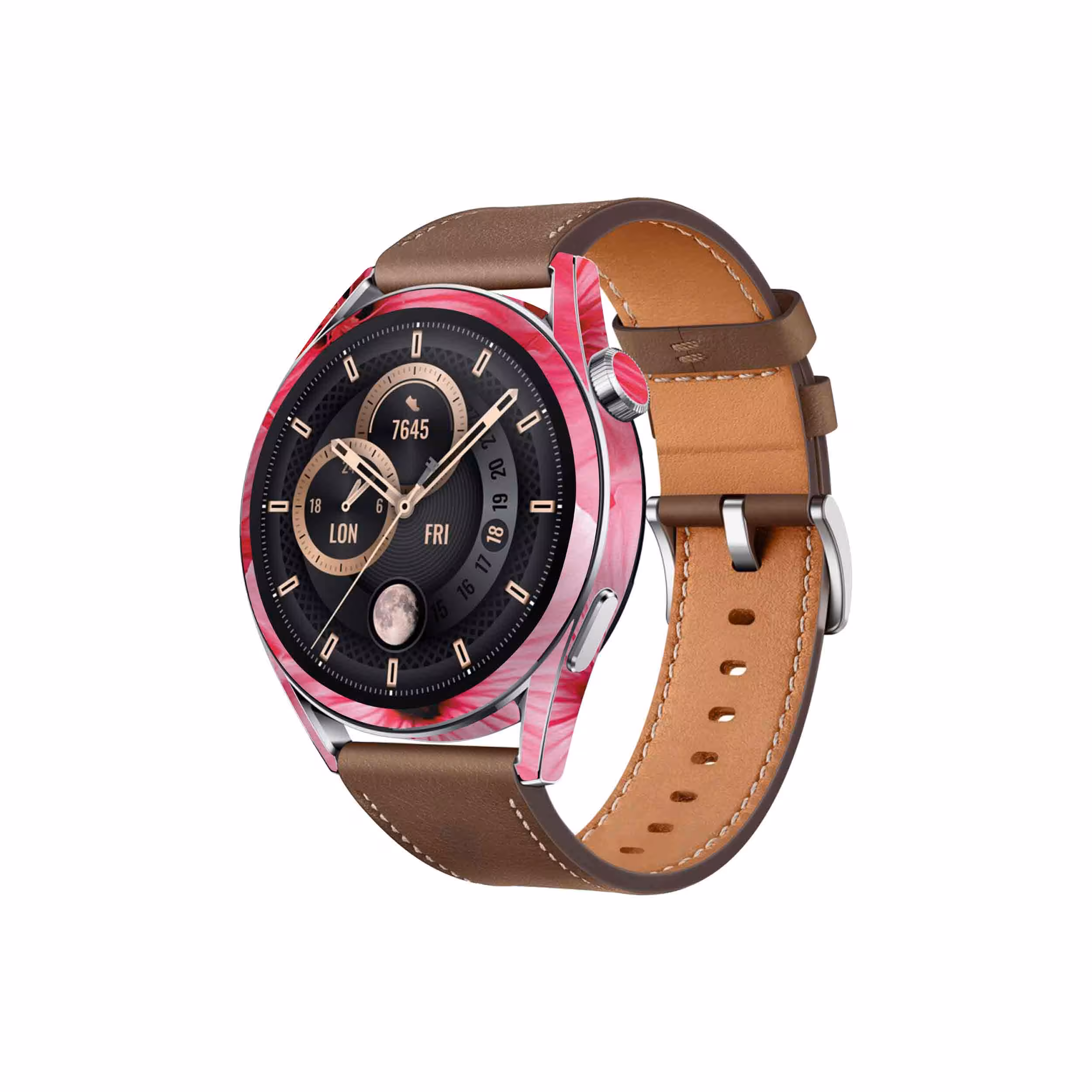 برچسب ماهوت طرح Pink-Flower مناسب برای ساعت هوشمند هوآوی Watch GT 3 46mm