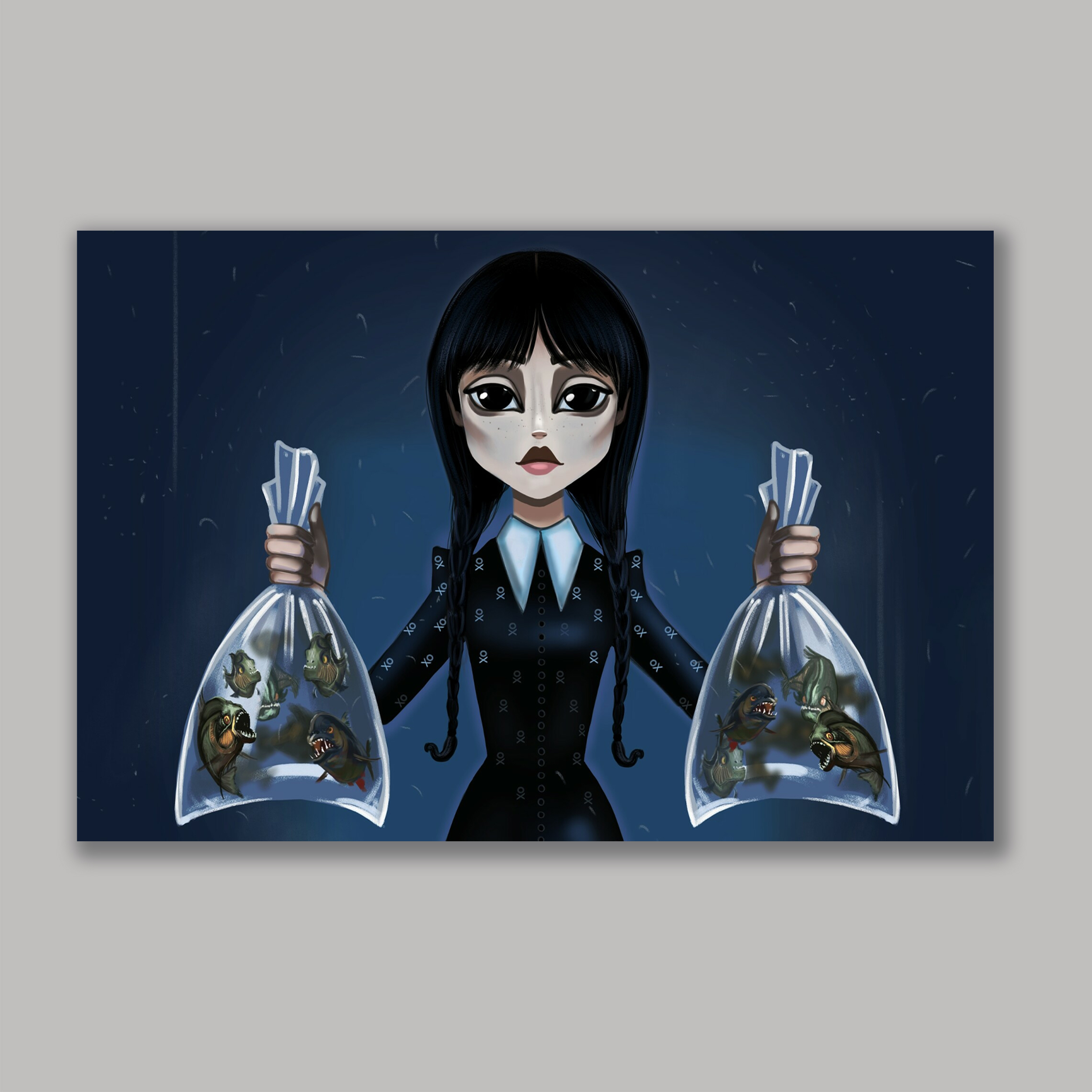 تابلو شاسی مدل ونزدی آدامز Wednesday Addams کد LA10145