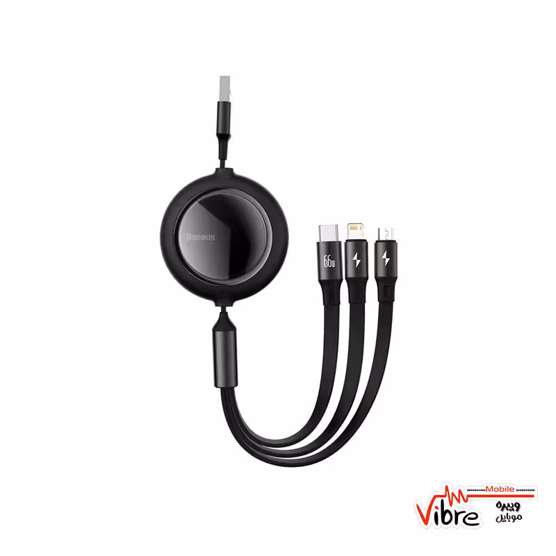 کابل قرقره‌ای تایپ سی سه کاره بیسوس مدل Bright Mirror One-for-Three Retractable Data Cable 100W