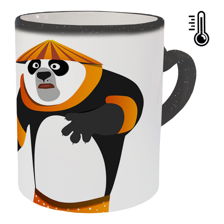 ماگ حرارتی مدل دسته قلبی اکلیلی طرح پاندا کنگ فو کار کد 34