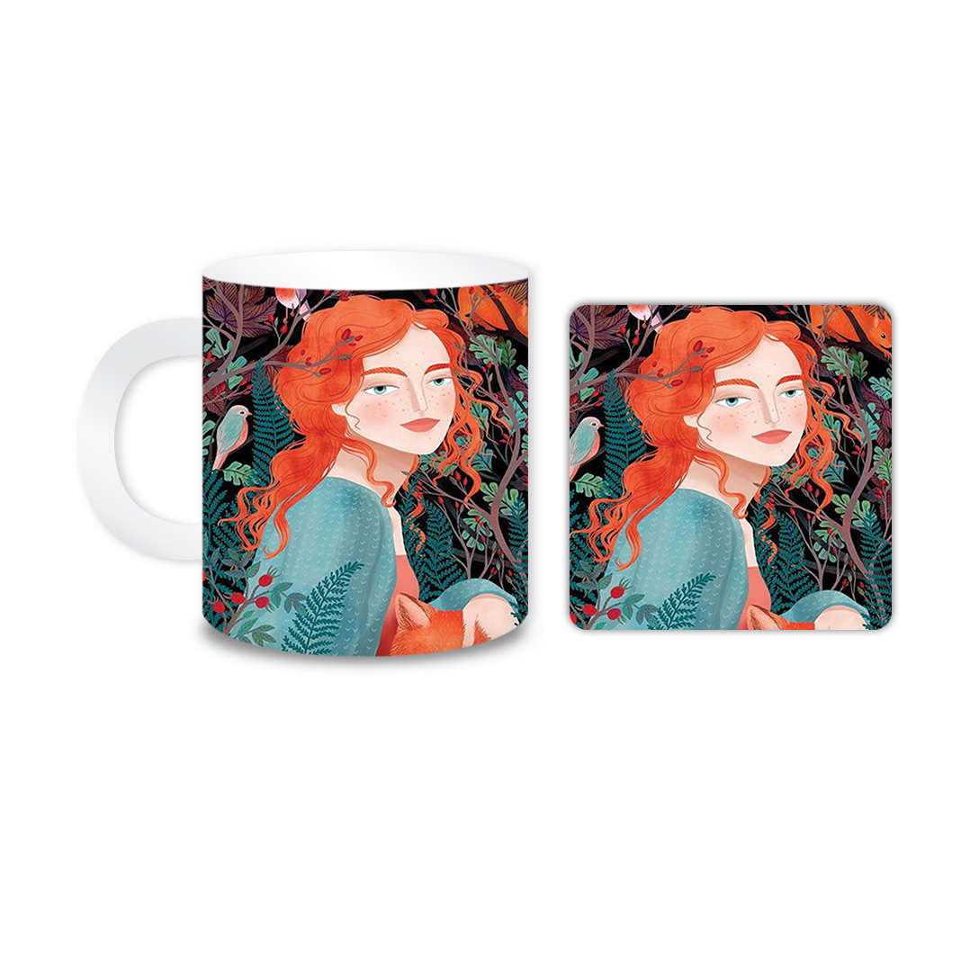 ماگ مدل دختر کد 960 به همراه زیر لیوانی