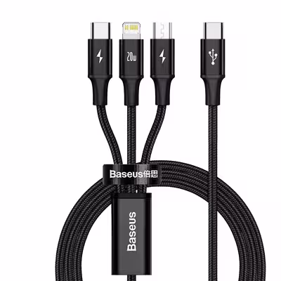 کابل USB-C به USB-C / لایتنینگ / microUSB باسئوس مدل CAMLT-SC01 طول 1.5 متر