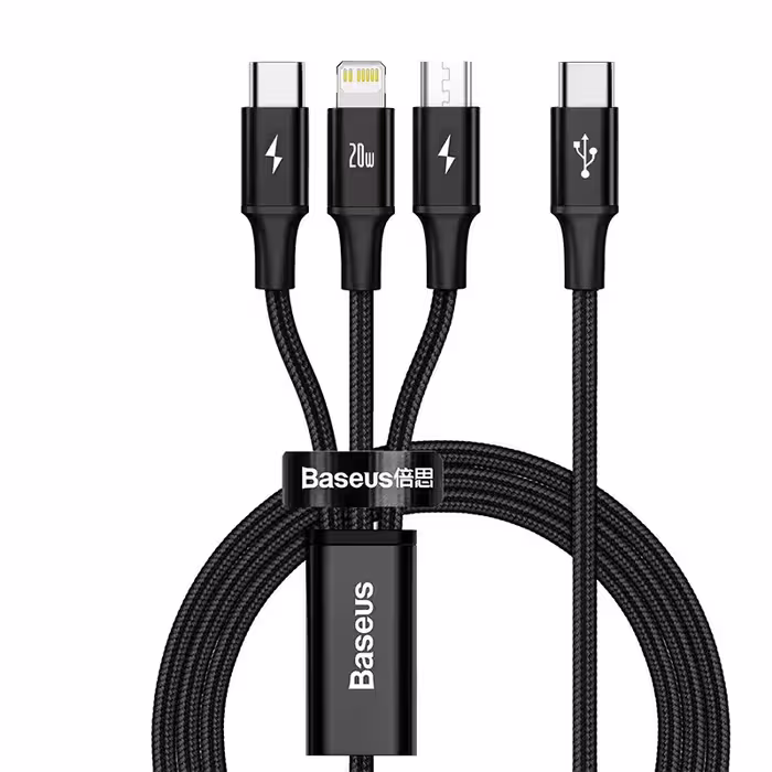 کابل USB-C به USB-C / لایتنینگ / microUSB باسئوس مدل CAMLT-SC01 طول 1.5 متر