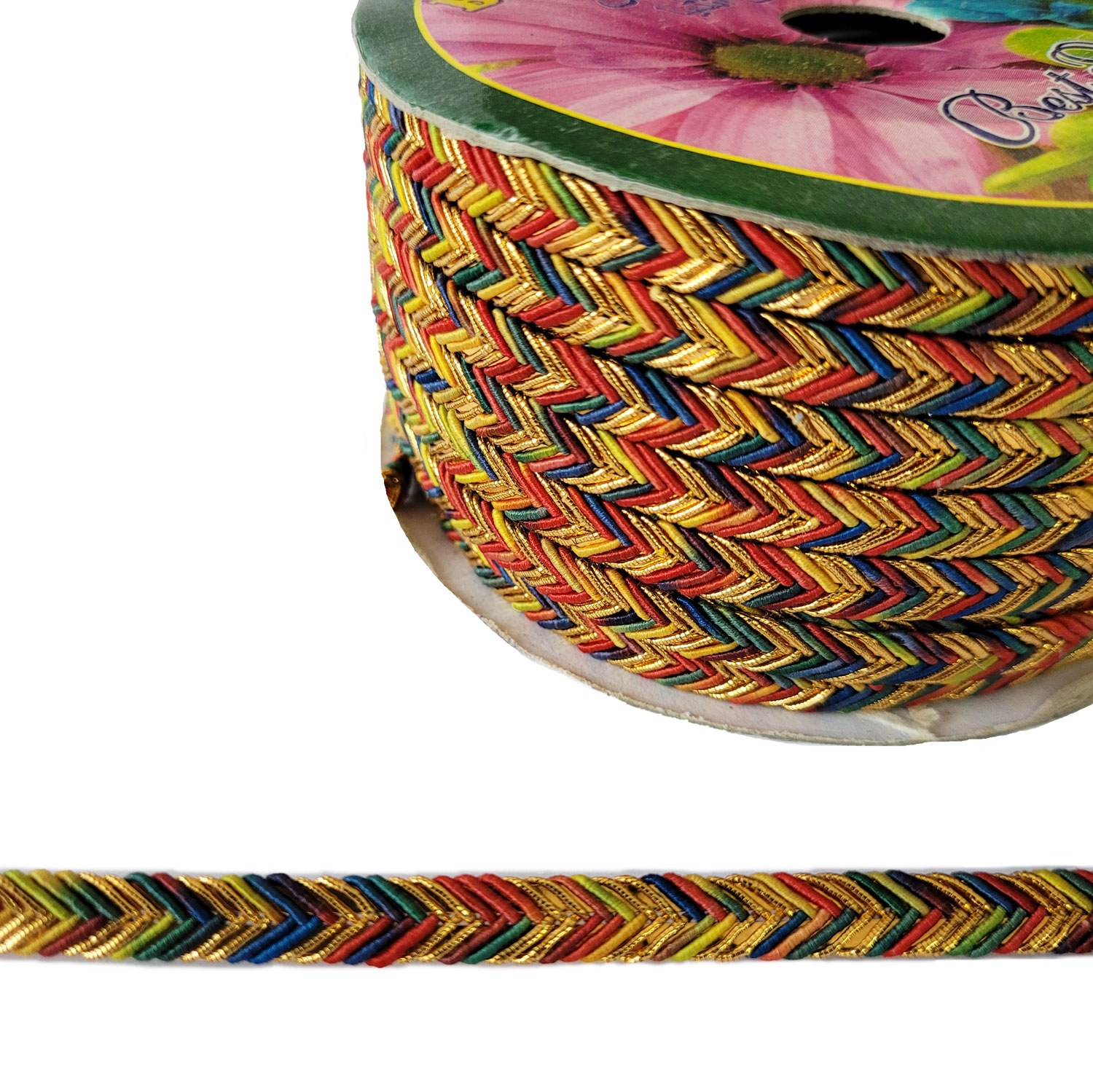 نوار تزئینی گیس بافت هندی رنگارنگ طول دو متر