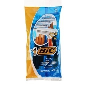 بیک خود تراش 2 تیغه 5 عددی مدل حساس زرد آبی BIC