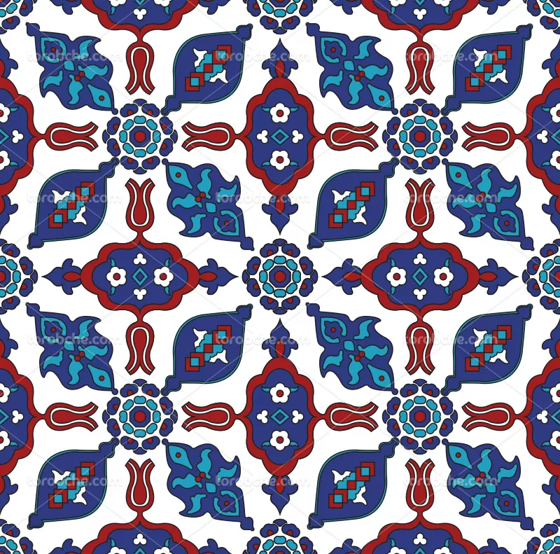 وکتور کاشی کاری آبی رنگ | گرافیک با طعم تربچه