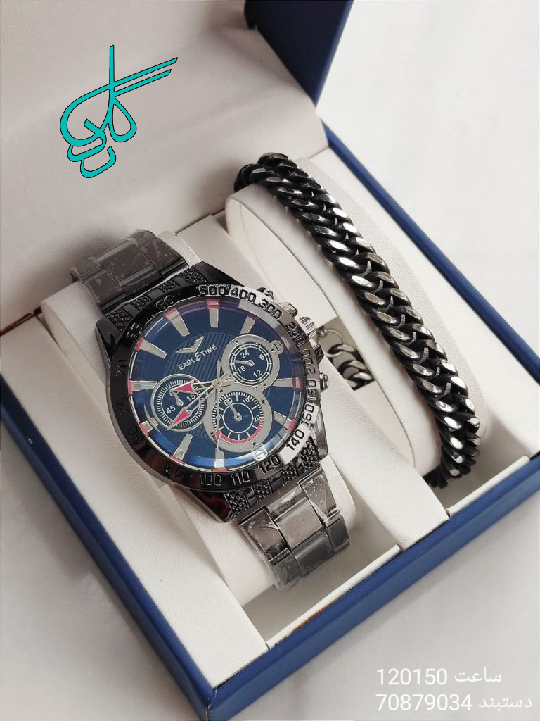 خرید باکس هدیه مردانه ویژه روز مرد ساعت و دستبند رنگ سیاه قلم کد 1815277 - ردگل