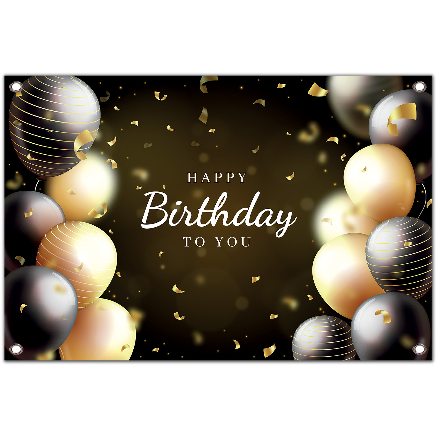  بنر تولد مدل بادکنک سیاه طلایی کد 243-100x70
