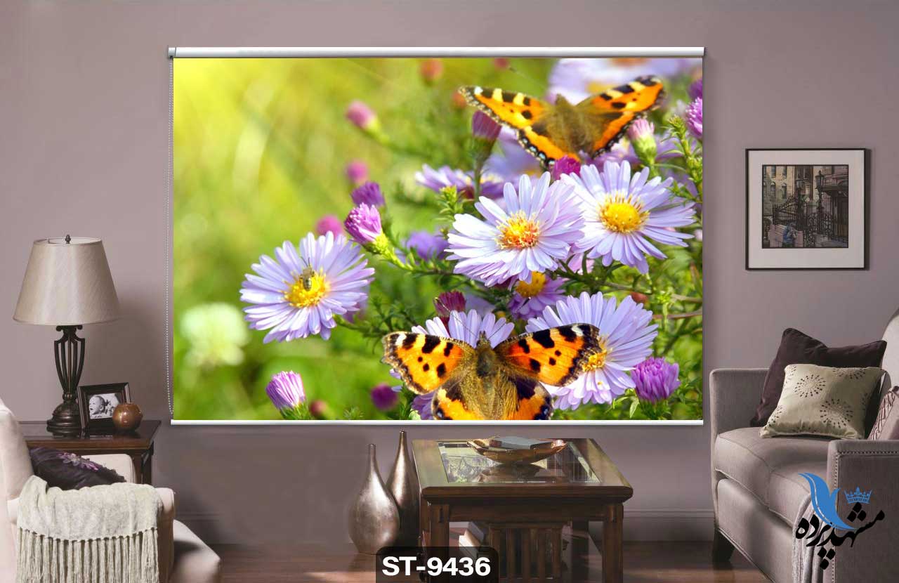 پرده شیدرول تصویری طرح گل ژربرا کد ST9436