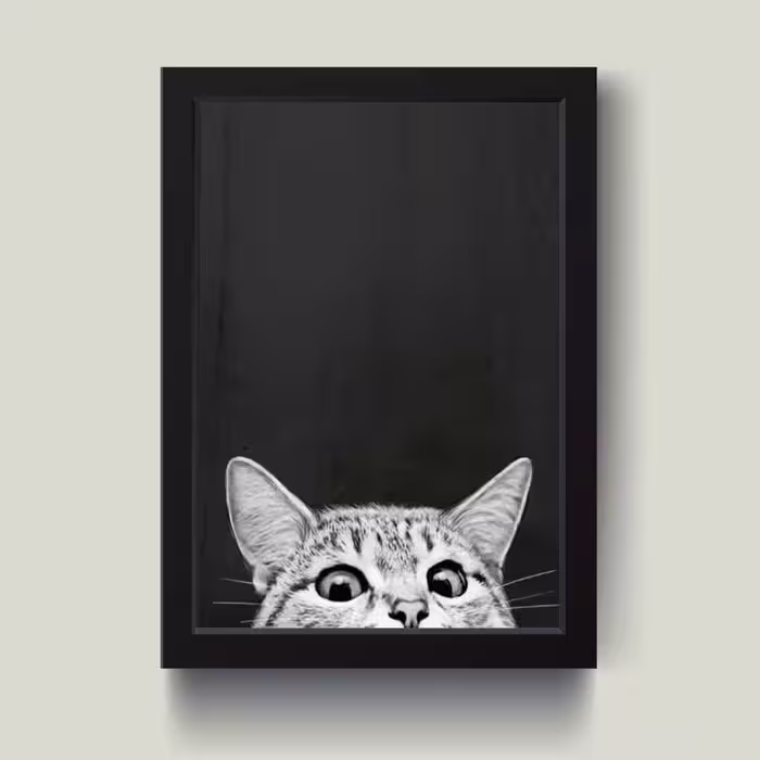 تابلو مدل مینیمال Funny cat کدS2931-b | دنیای قاب