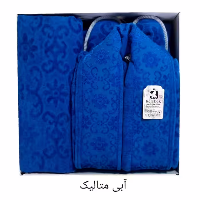 سرویس حوله پالتویی 4 تکه کلبک طرح گل برجسته کد d88 سایز 125