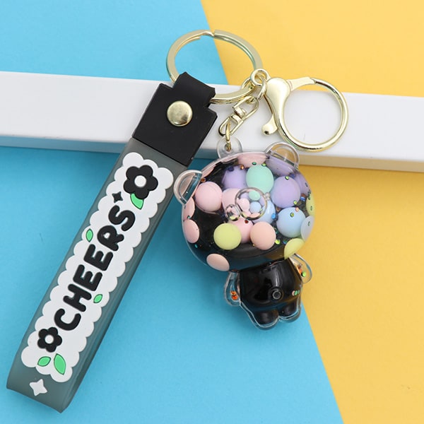 سرکلیدی شیشه ای آویز کیف آکواریومی خرس فضایی مشکی 33854