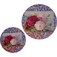 بشقاب دیوارکوب سفالی مدل گل کد 16 مجموعه 2 عددی