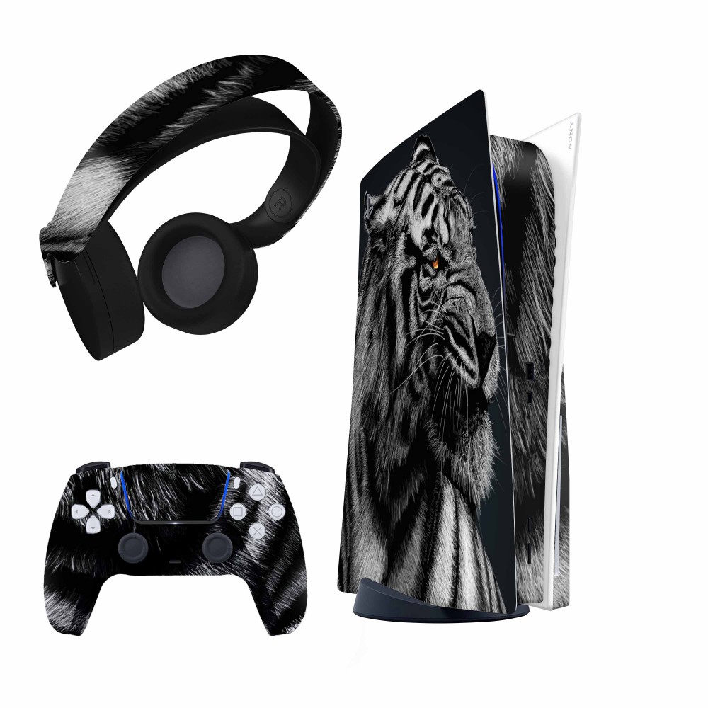 برچسب کنسول و دسته بازی و هدفون PS5 هاماگراف مدل Black Tiger
