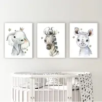 تابلو اتاق کودک مدل Elfap_Safari Animals بسته 3 عددی