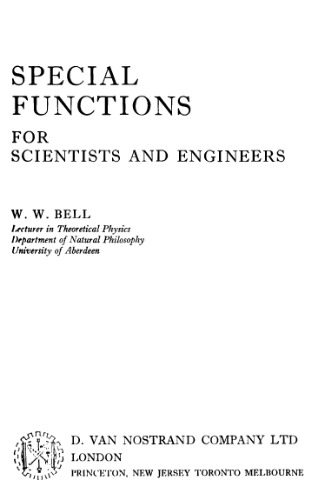 خرید و دانلود نسخه کامل کتاب Special functions for scientists and engineers